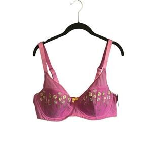 Adore Me Purple and Yellow Embroidered Bra NWT 40DDD Underwire